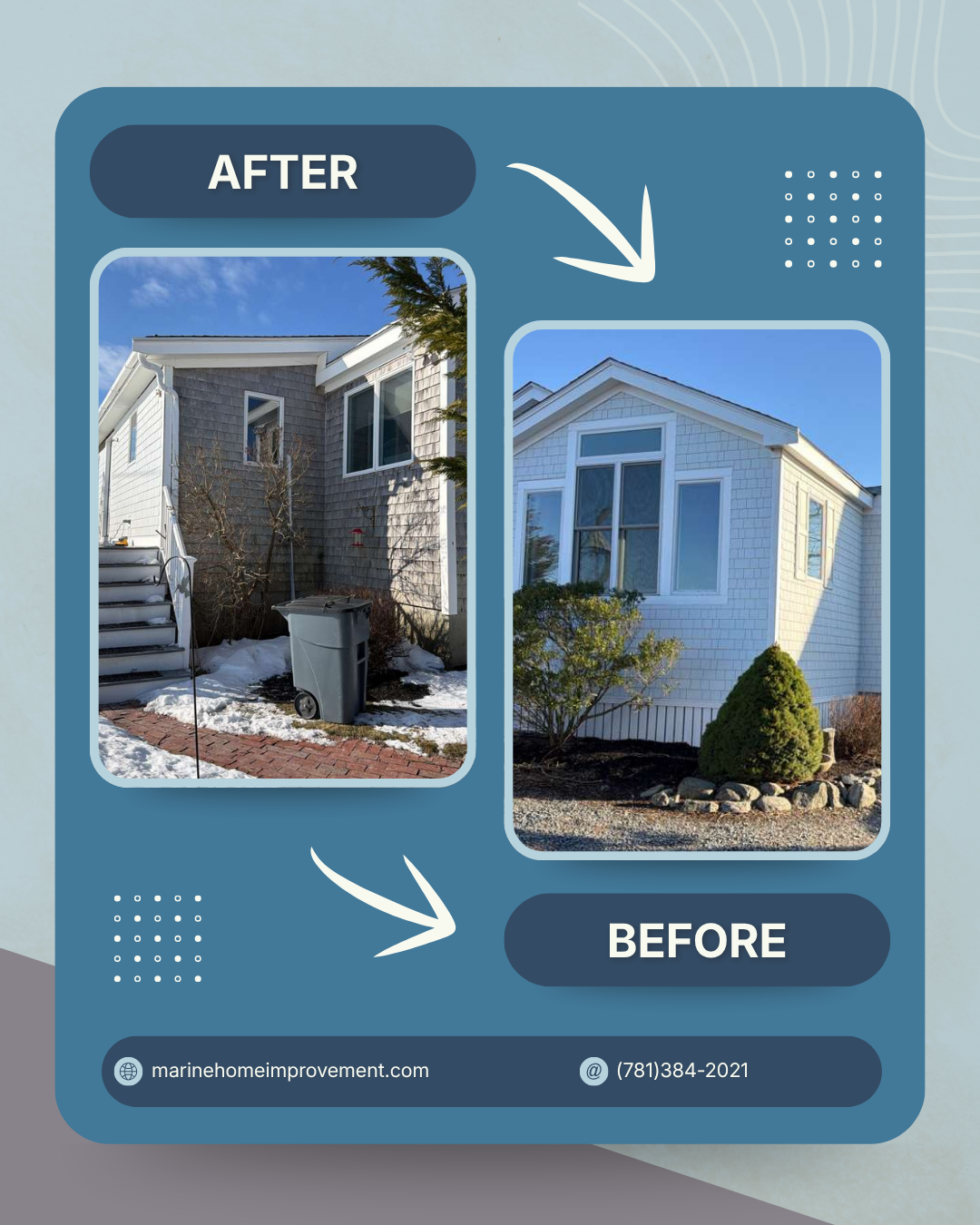 Marshfield siding replacement Before and after